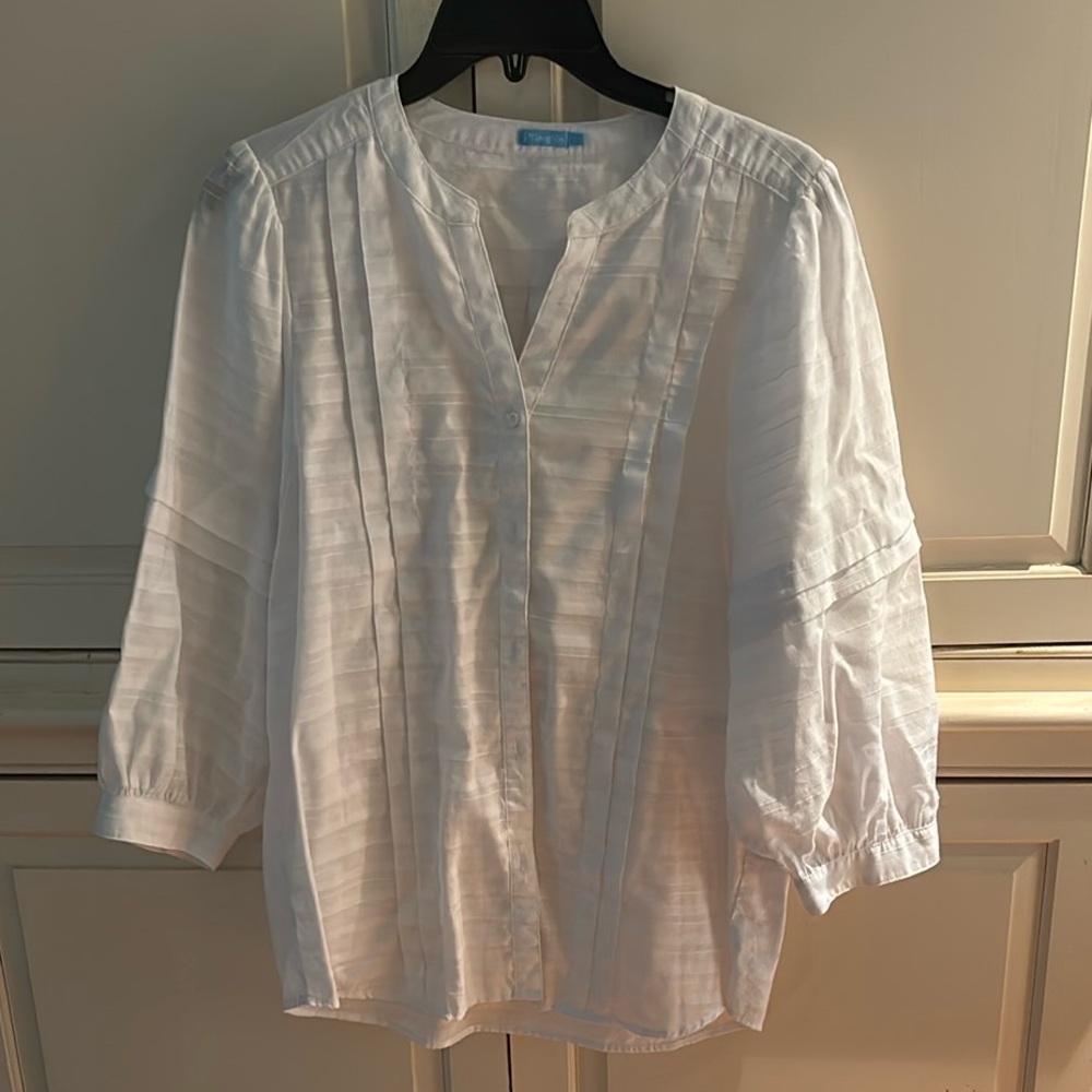 J McLaughlin Laramie Blouse White L EUC